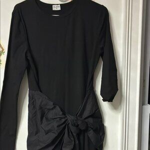 Black Long Sleeve Dress with Knot Detail